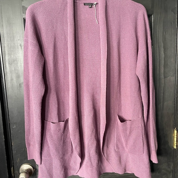 Lilac Open-Front Ribbed Cardigan Sweater - Picture 1 of 4